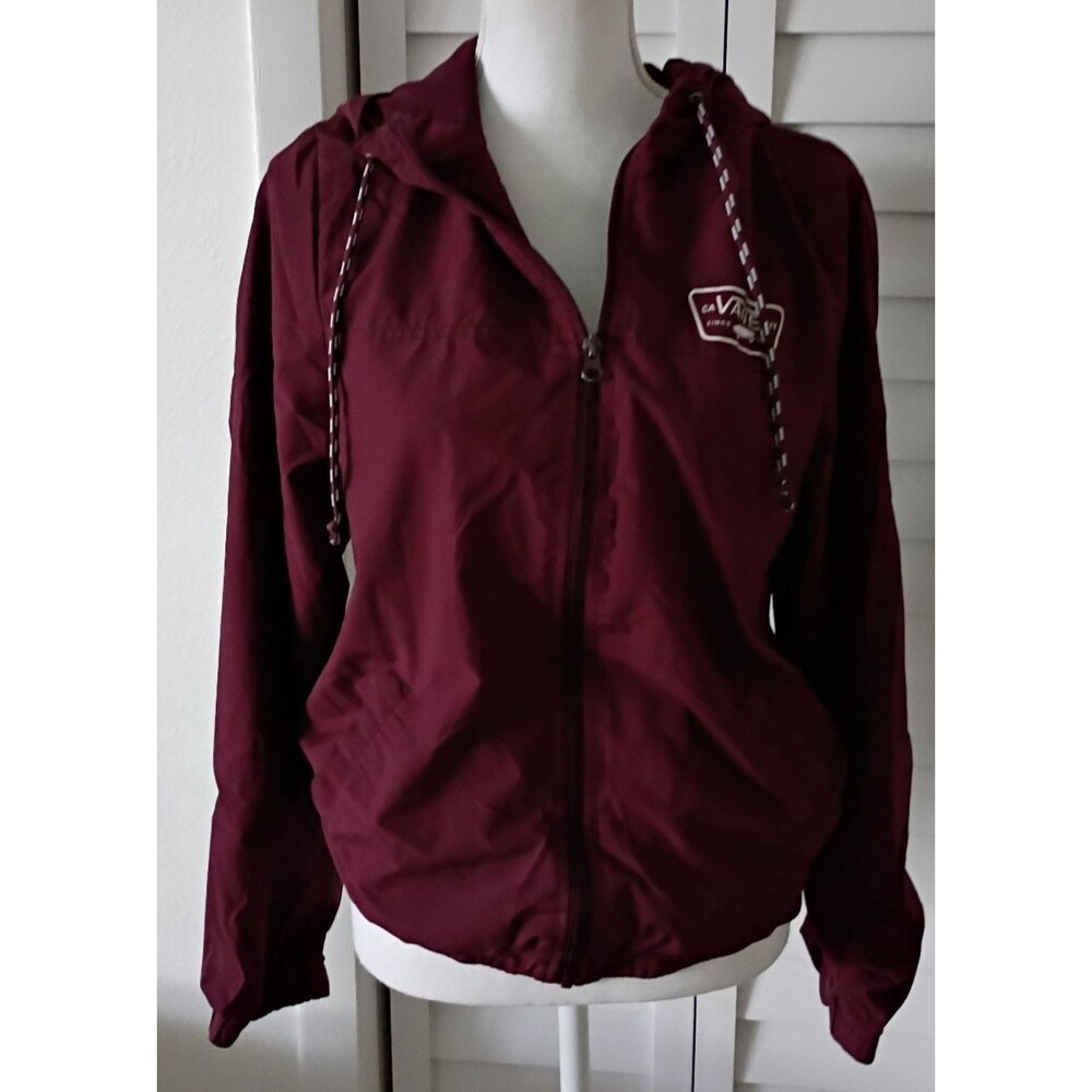 Vans burgundy windbreaker with hood zip close Unisex M